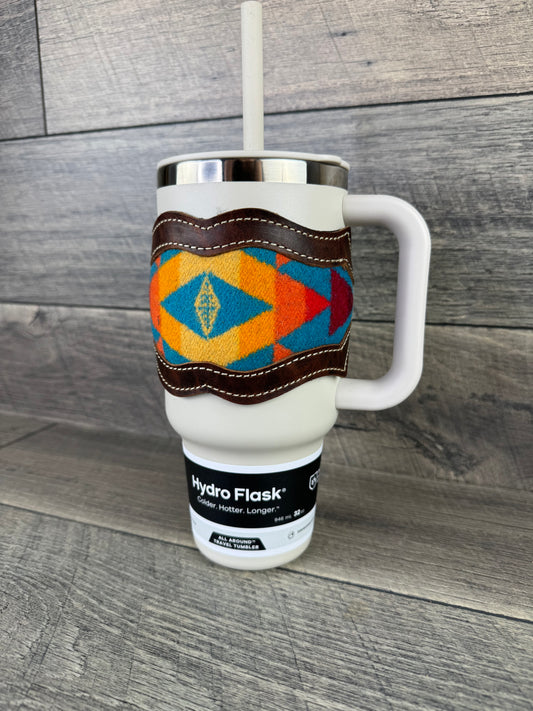 Tumbler Wrap - Monarch Shape w/Turquoise & Red Inlay