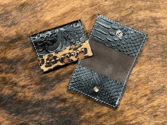 Card Holder - Black & Cheetah