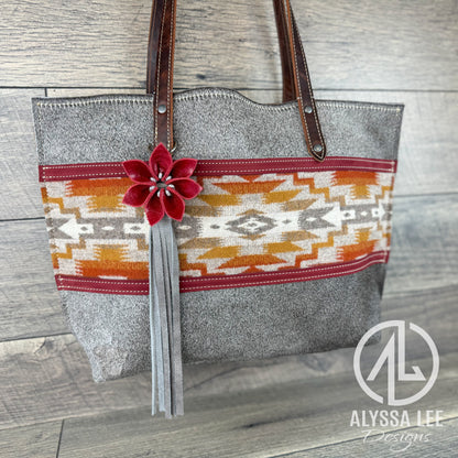 Aubree - Grey on Cowhide w/Red Mesilla (#006)