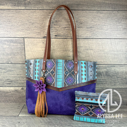 Aubree - Purple Hair on Cowhide w/Turquoise & Purple Navajo (#008)