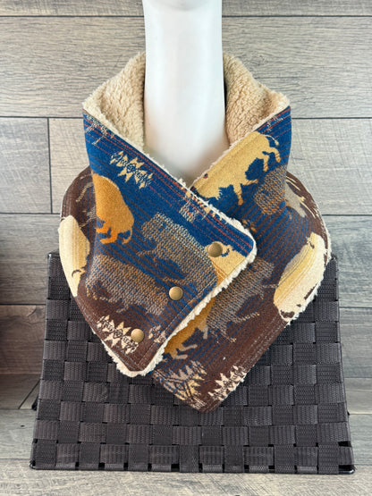 Buffalo Sherpa Cozy Cowl (Navy & Brown)