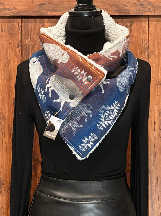 *Limited Edition* Grey Buffalo Sherpa Cozy Cowl (Rust to Navy)