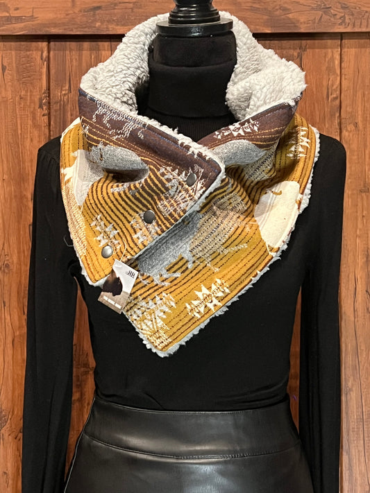 *Limited Edition* Grey Buffalo Sherpa Cozy Cowl (Brown to Gold)