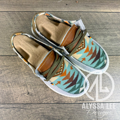 Women’s Size 8 - Grey Aztec w/Tucson Aqua