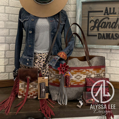 *Summer Special* Ultimate Weekender Set - Grey Cowhide & Red Navajo