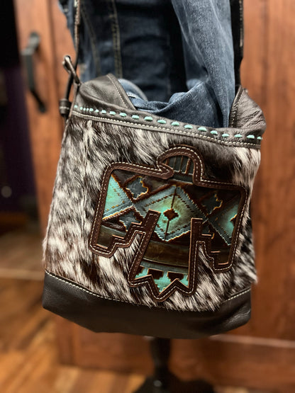 Rosemary Shoulder Bag - Teal Navajo Thunderbird & Cowhide