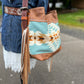 Elite Collection X - Rosemary Shoulder Bag - Turquoise Arroyo w/Saddle & White Fringe