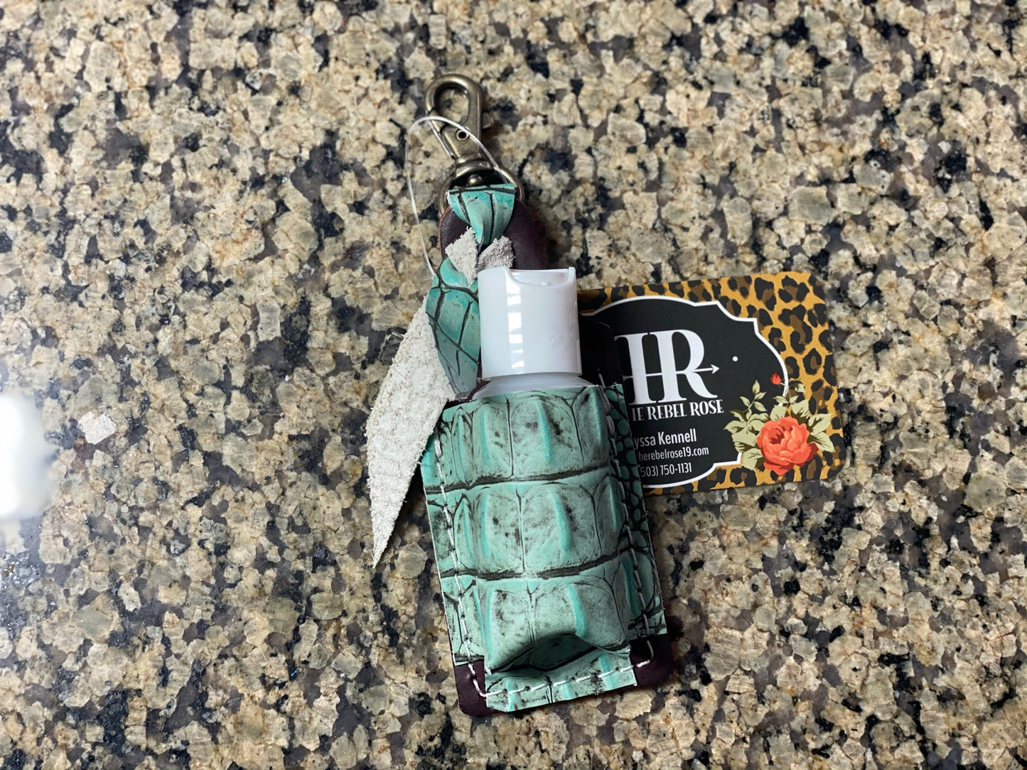 Hand Sanitizer Holder - Mint Croc