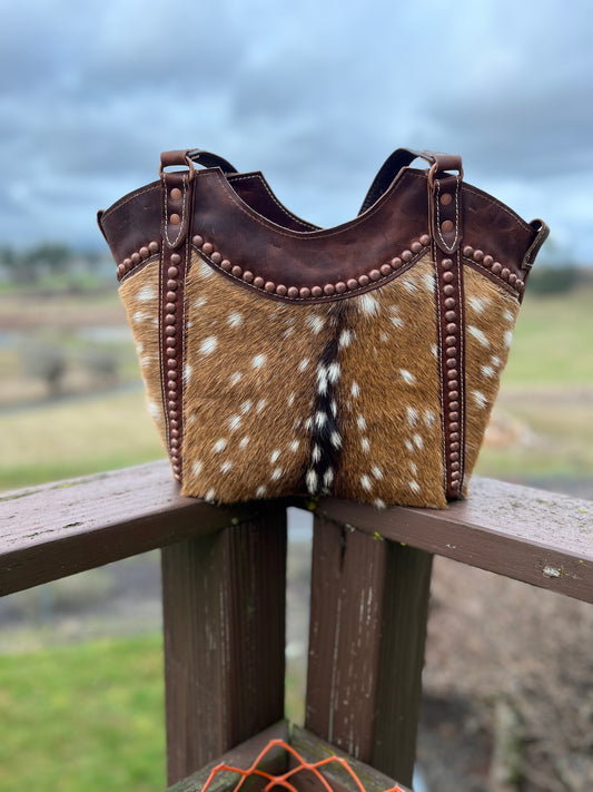 “Her” - Large Tote - Axis Hide & Chocolate Leather